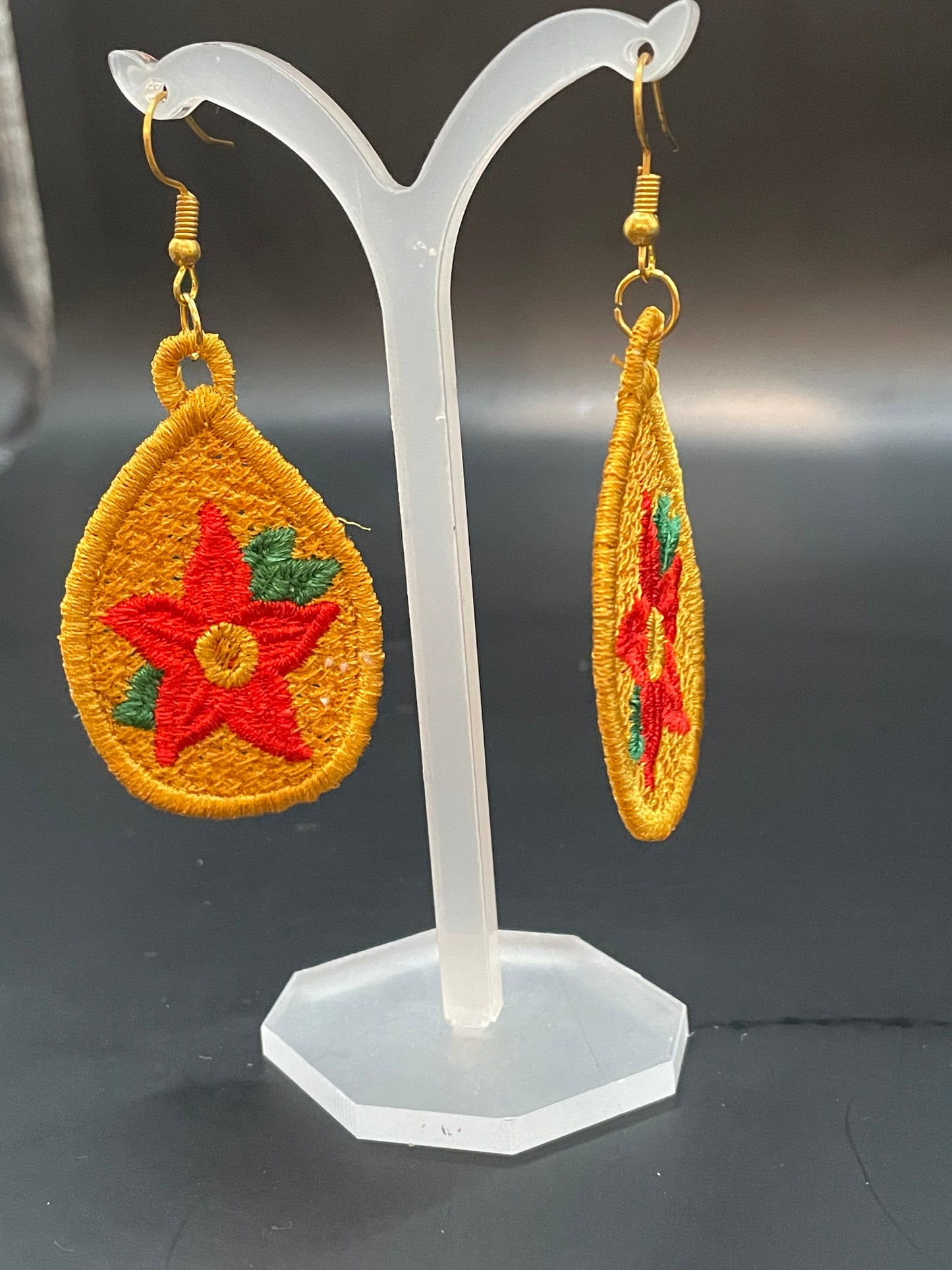 Earrings - Poinsettia Teardrop