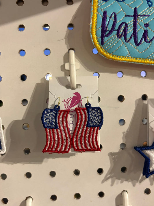 Earrings - Waving USA Flag