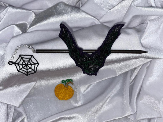 Hair Bun Holder - Bat with interchangeable charms